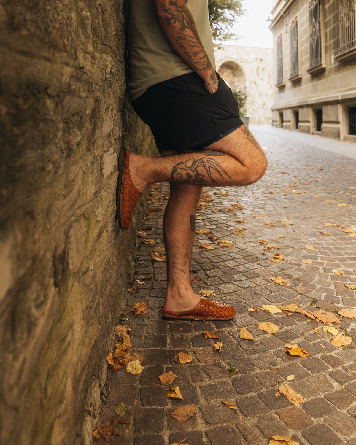 ROMA Woven Leather Cognac Brown